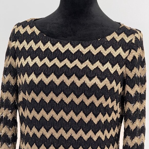 Nine West Dress Womens 10 Lace Overlay Sheer Zigzag‎ Chevron Metallic Party GNO - Picture 3 of 8
